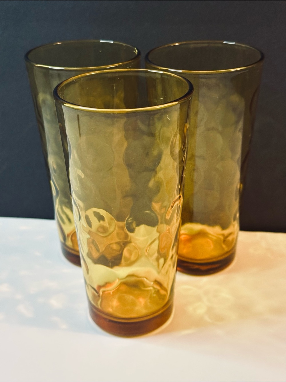 Vintage Hazel Atlas Raindrop Dot Eldorado Gold Drinking Glasses ( Set of 3)